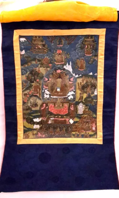Thangka Tibet handgemalt auf Seidenbrokat