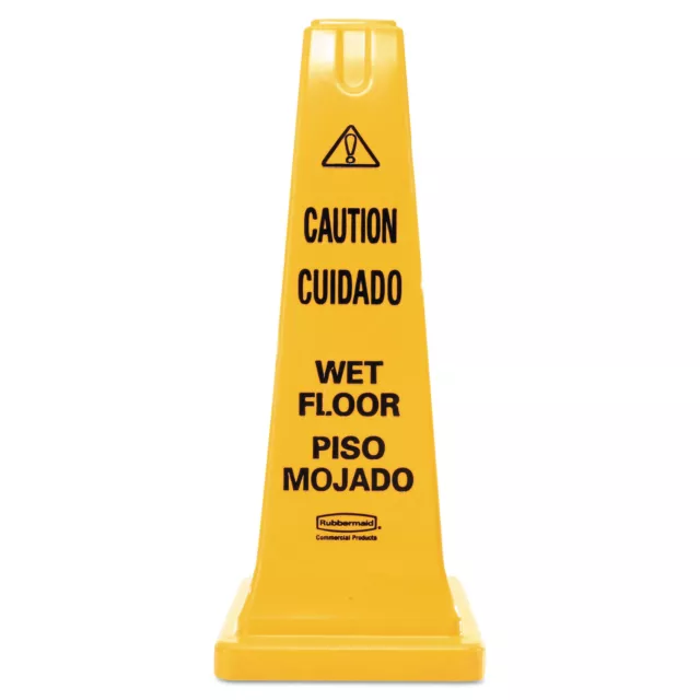 Rubbermaid Commercial Four-Sided Caution Wet Floor Safety Cone 10 1/2w x 10 1/2d