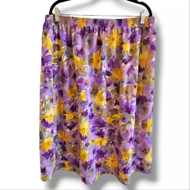 Blair Vintage Y2K Purple Floral Cottagecore Boho Midi Skirt Size XL