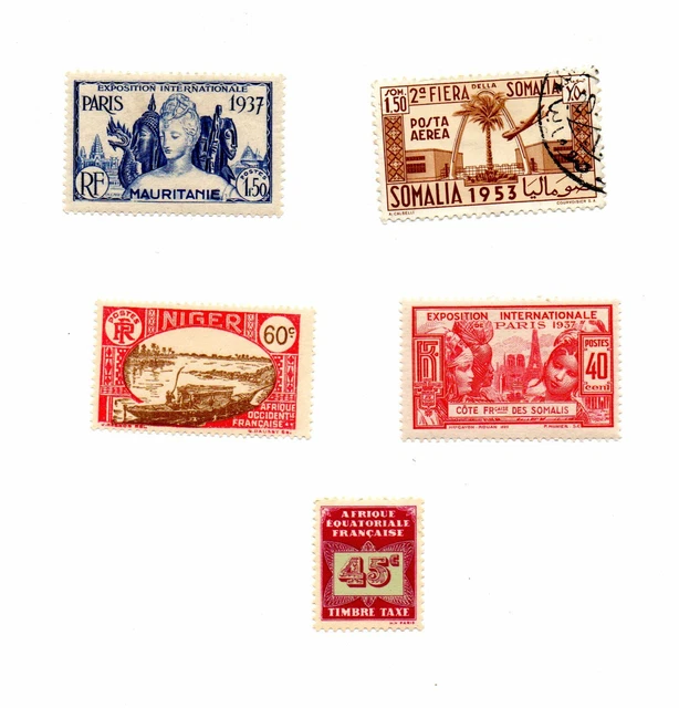 French  Colony Stamps. Mauritanie, Somalie, Niger, Afrique Equatorialie
