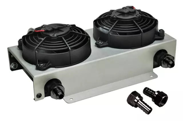 Derale 15840 19 Row Hyper-Cool Dual Cool Remote Fluid Cooler, -8AN