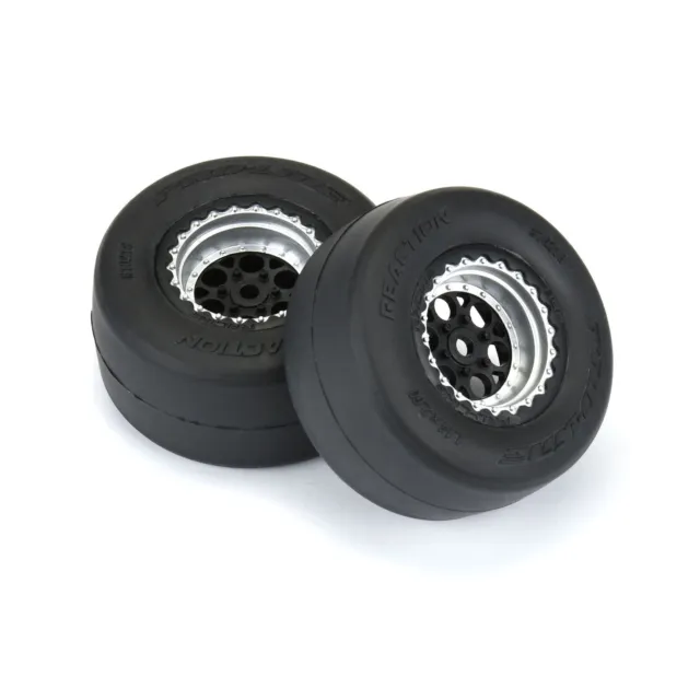 Pro-Line 1/16th Scale Losi Mini-Drag Car Reaction Mounted Tires BLK/Sil 10218-10
