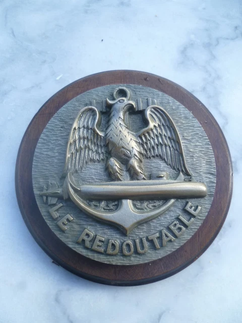 Ancienne tape de bouche marine/ Bronze et bois - Commandant Riviere