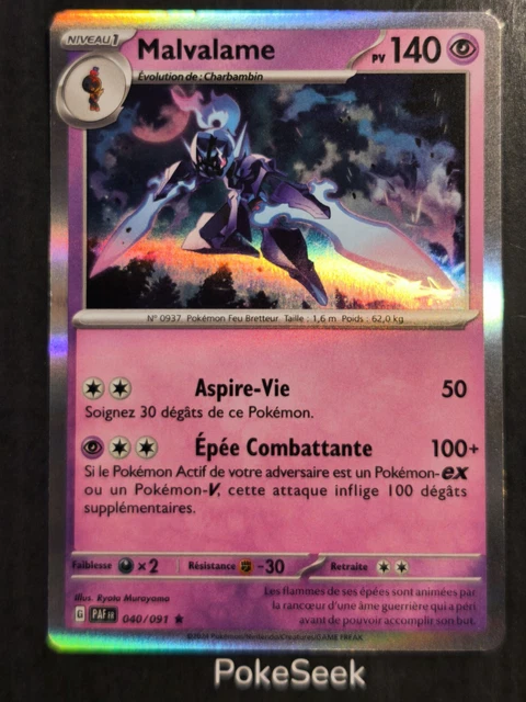 carte Pokemon Malvalame Reverse 040/091 EV4.5 Destinées de Paldea FR