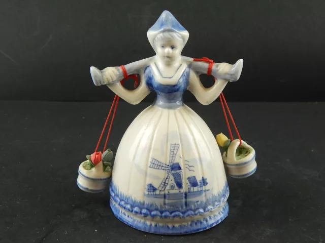 Collection Vintage Figurine Porcelaine Delft Peint à la Main Fille Avec Lait