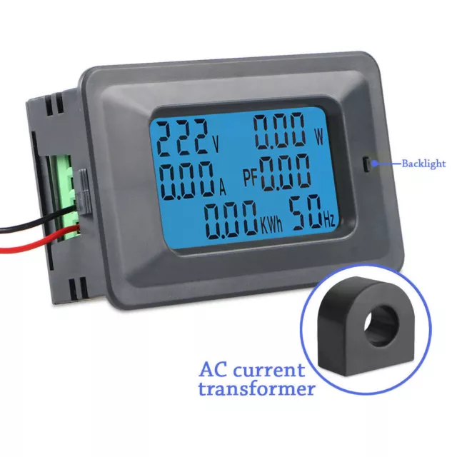 100A AC LCD Voltage KWh Voltmeter Ammeter Digital Panel Power Watt Meter Monitor