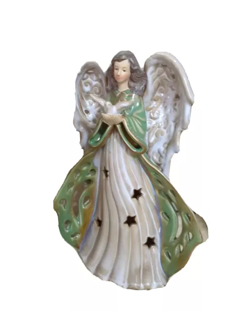 Vintage Large 12" Glossy Porcelain/Ceramic Angel Figurine with Dove Lladro Style