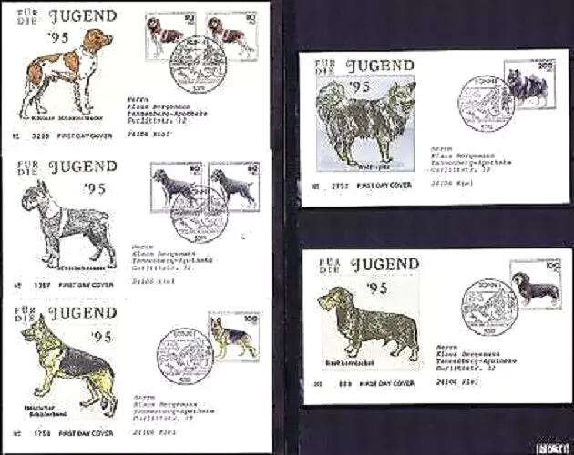 BRD 1995: Hunde! Jugend-FDC Nr 1797-1801 mit Bonner Stempeln! 1A Gelaufen! 23-10