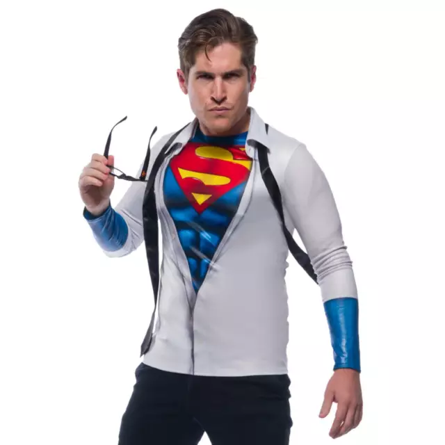 Uomo Ufficiale Dc Superman Top Costume Adulto Fumetto Costume Supereroe T-Shirt