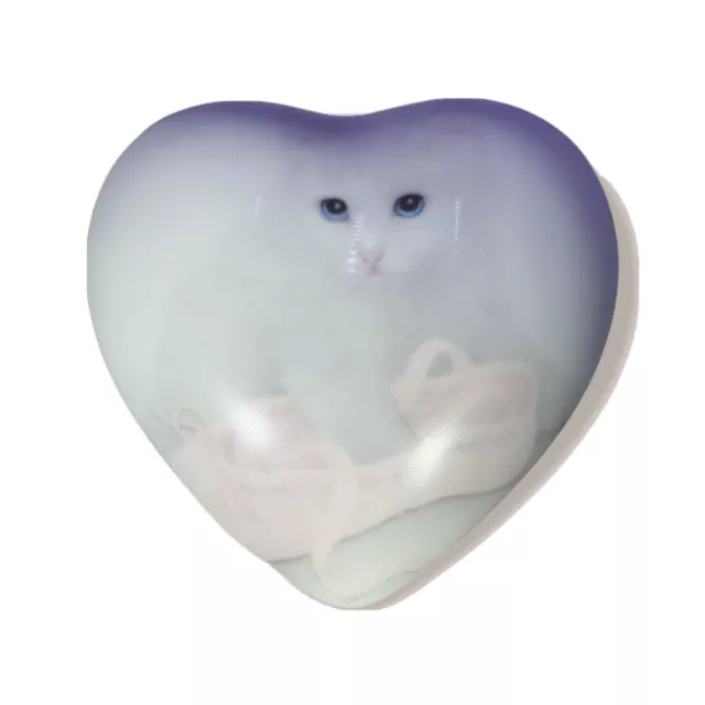 Otagiri music box Hinged heart shaped cat kitten by Bob Harrison made in Japan