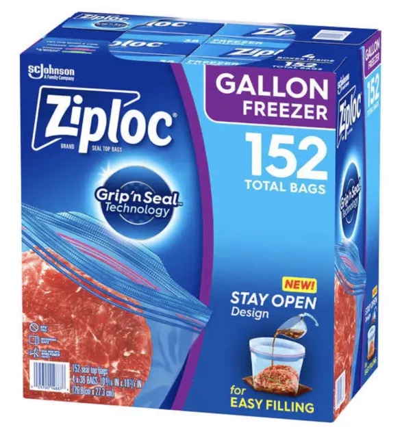 Ziploc Double Zipper Freezer Bag, Gallon, 38-count, 4-pack