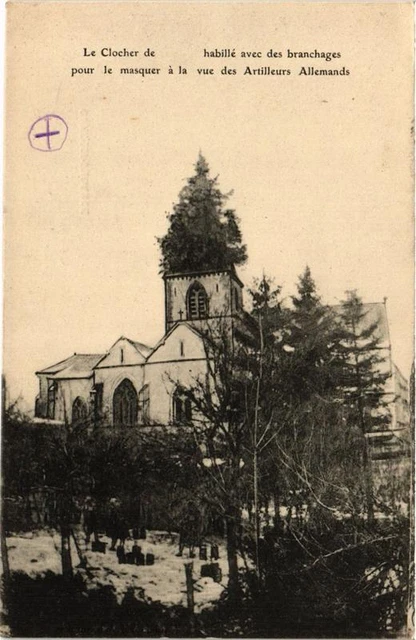 CPA AK Clocher de habille avec des branchages pour masque MILITAIRE (731322)