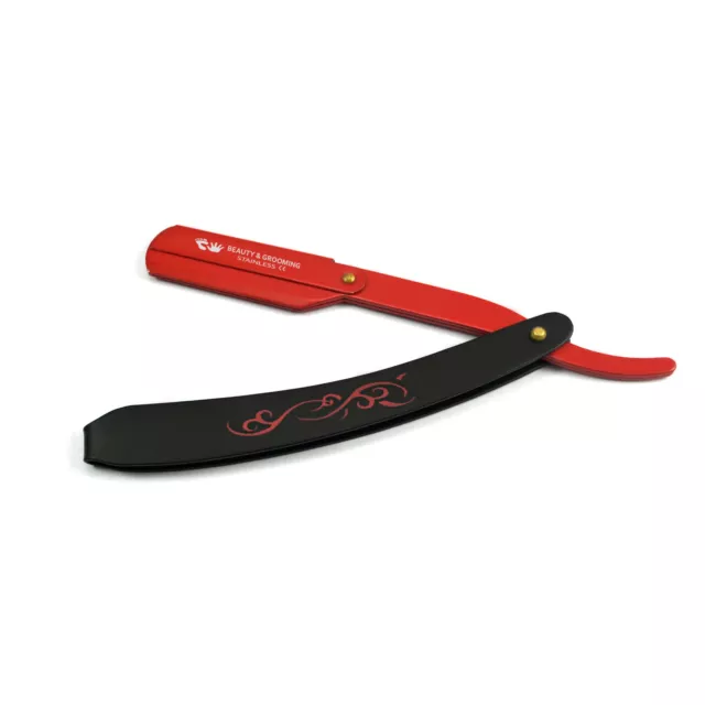 Barber Hair Shaving Straight Edge Cut Throat Beard Folding Red Black