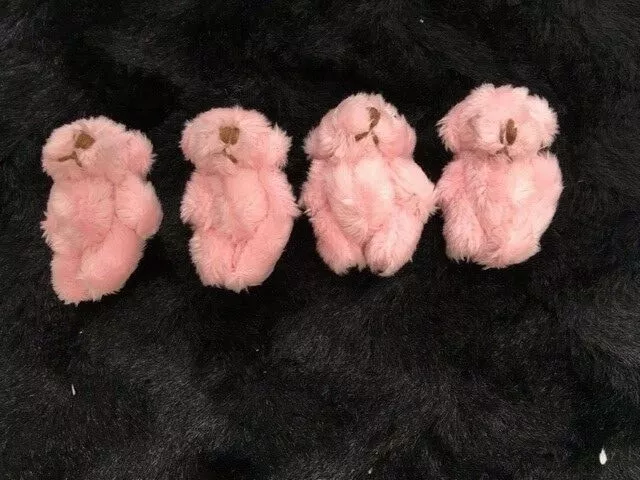 MINIATURE TINY SMALL JOINTED FLUFFY 6cm HANDMADE TEDDY BEARS BROWN, PINK,CREAM 3