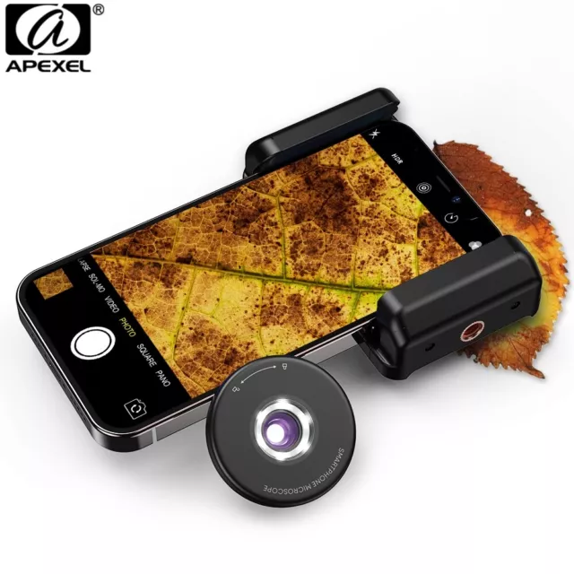 APEXEL HD Portable 100X Microscope Magnifier Macro Lens With CPL Clip For Phone