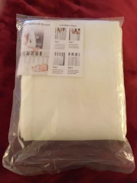 3d Breathable Baby Mesh Crib Liner Bumper White  NEW in Package