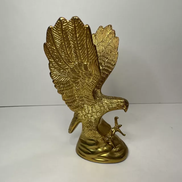 24KT Gold Coated Hampshire Bald Eagle Figurine Sculpture Paperweight 5" Tall