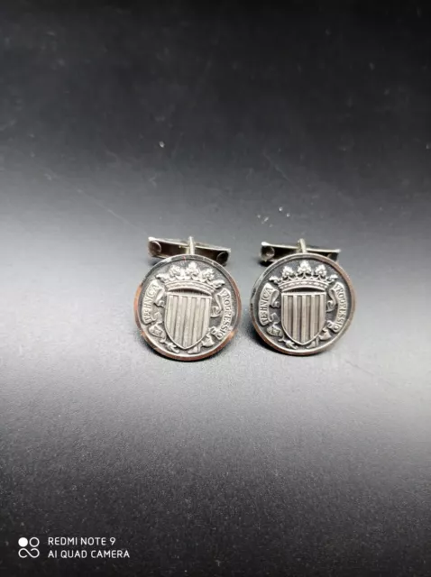 Anciens Boutons de Manchette en Argent Massif ,université TECHNICA  PROGRESSIO