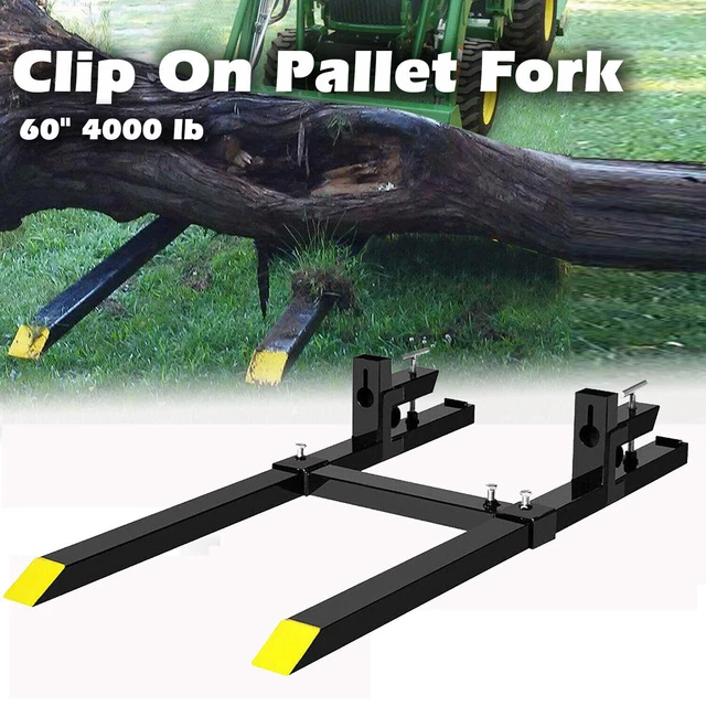 60" 4000 lb Clip On Pallet Fork With Stabilizer Bar Skid Steer Loader Bucket US