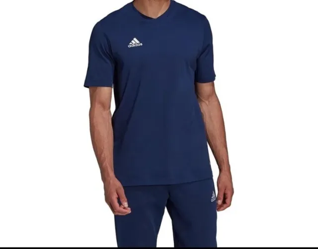 adidas Entrada 22 Mens Football T-Shirt Cotton Adult Navy Teamwear Size M  New