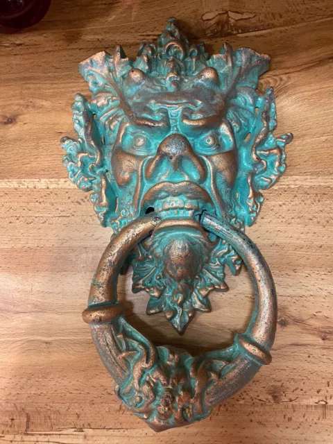 Cast Iron Medieval Gargoyle Gothic Greek God Door Knocker Demon Devil