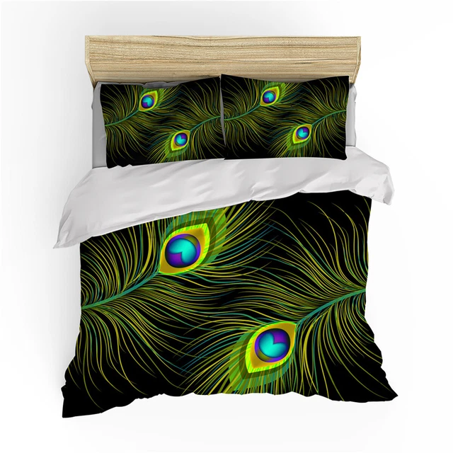 PEACOCK FEATHER DOONA/DUVET/QUILT Cover Set Single/Double/Queen/King