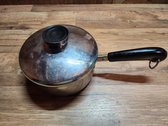 Cacerola vintage Revere Ware tapa de 1 cuarto de olla - acero inoxidable EE. UU.