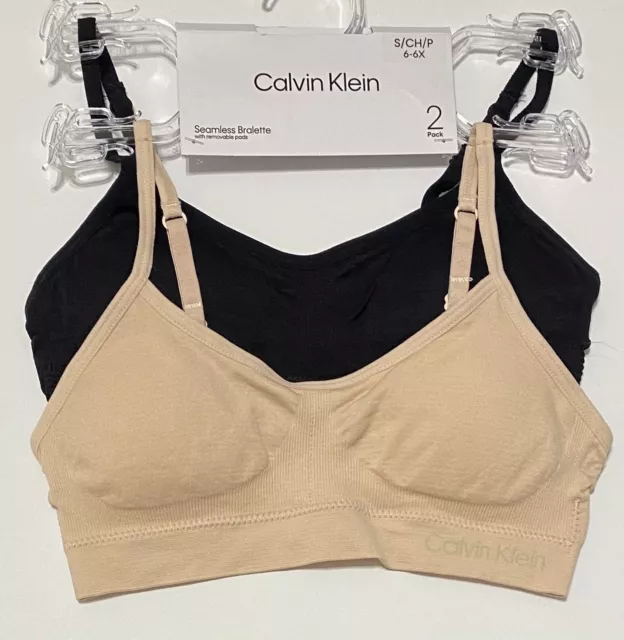 Calvin Klein 2 Pack Seamless Bralatte with Removable Pads for Girls M(7-8)