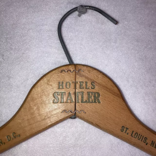 Antique Hotels Statler Wood Hotel Clothes Coat Hanger Wooden Buffalo Detroit Ad