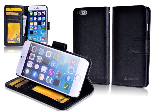 BLACK Premium New Wallet Leather Case Cover For Apple iPhone 6 Plus 5.5"
