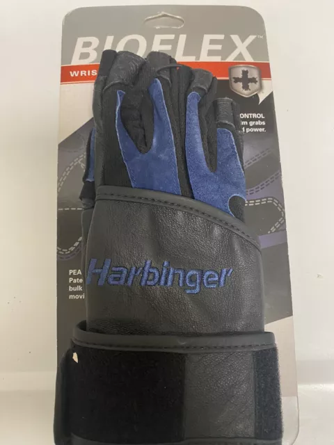 HARBINGER WRISTWRAP GLOVES LEATHER STYLE 134023 Size Small Black &Blue