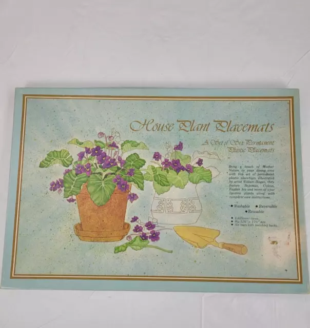 Vintage Bright of America Houseplants 2 Sided Placemats Boxed Set of 6 READ