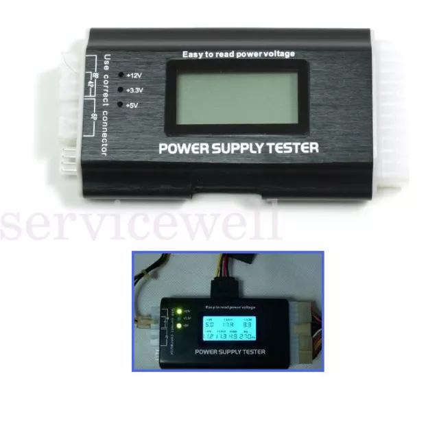 AU Digital LCD Display PC Computer 20/24 Pin Power Supply Tester Measure Tool 2