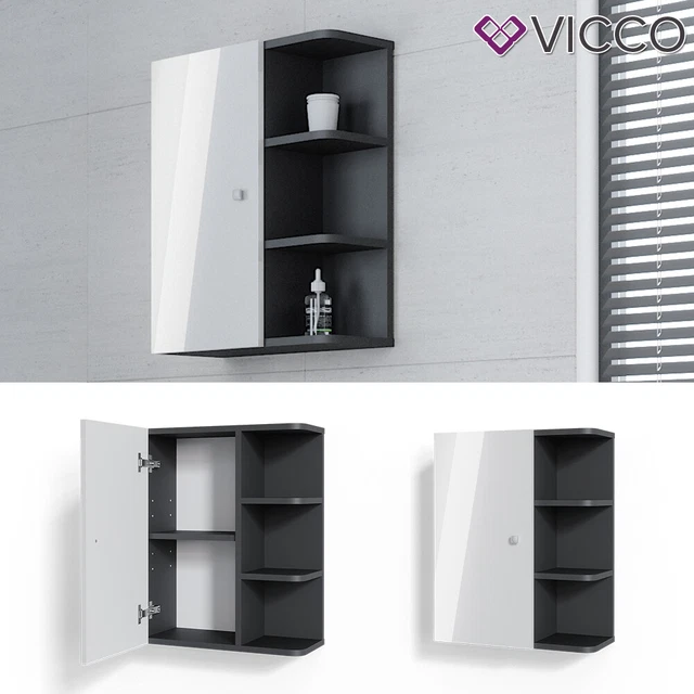 Vicco Meuble salle de bain Fynn, Blanc, 30x130.6cm petite porte