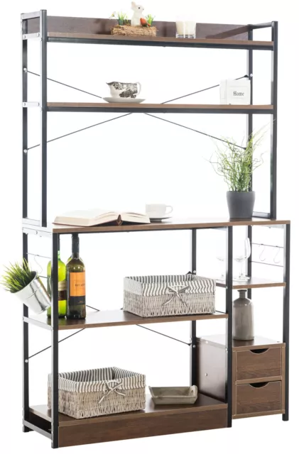 Mueble organizador Fehring En Estilo Industrial Con Estantes & Dos Cajones