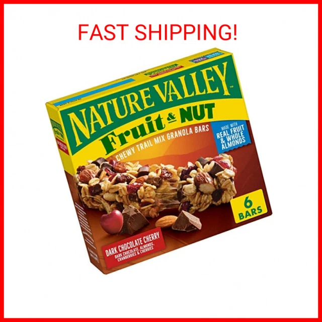 NATURE VALLEY FRUIT and Nut Granola Bars, Dark Chocolate Cherry, 6 Ct