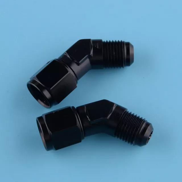6AN AN6 45 Degree Female To Male Aluminum Fittings Adapter Black A3