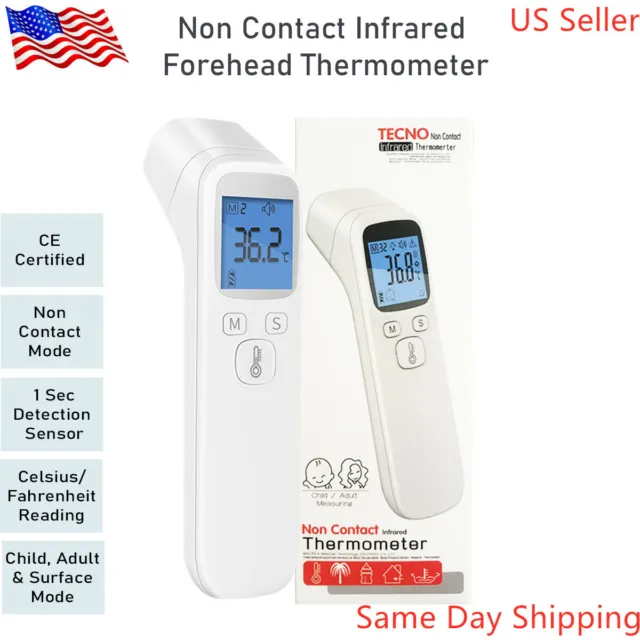 Infrared Thermometer Digital Fahrenheit Forehead No-Touch Body Adult