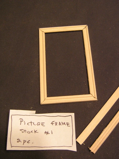 Picture Frame Stock #1 Dollhouse miniature basswood trim 2pcs