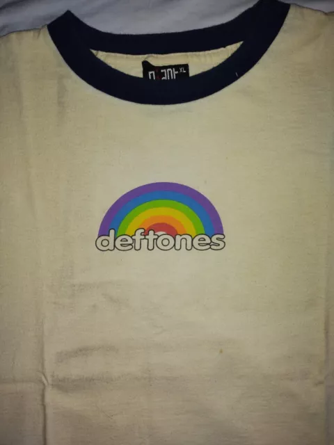 Vintage 90's Deftones Rainbow Ringer Shirt - XL - Rare - Used