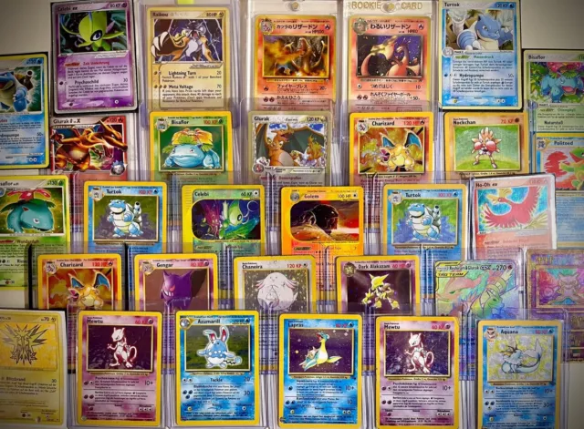 100x VINTAGE Base Fossil Jungle Pokémon Pokemon Karten Sammlung Glurak von 1995