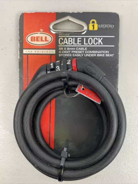 Bell Combo Cable Bike Lock Protective Cover Prevents Scratches 8mm x 5 ft, NEW