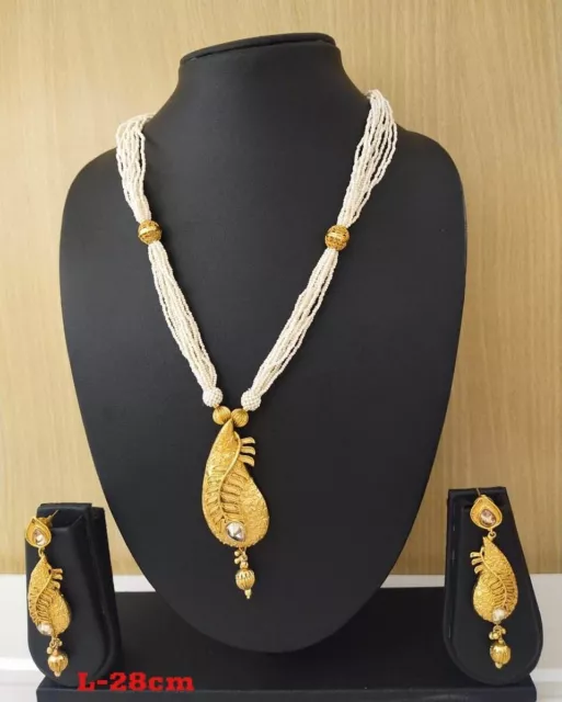 Indian Fashion Jewelry Bollywood Mala Set Ethnic Gold Plated Party Wear Pendant
