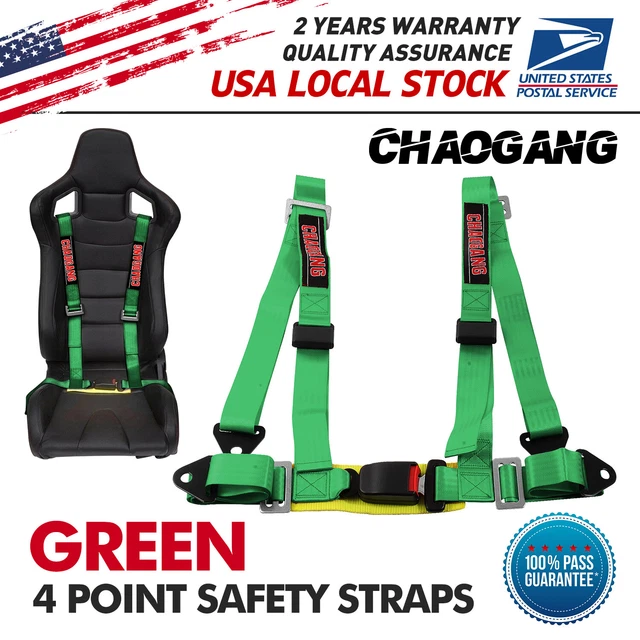 1X UNIVERSAL 4-POINT 2" STRAP DRIFT RACING SAFETY SEAT BELT BUCKLE HARNESS Green