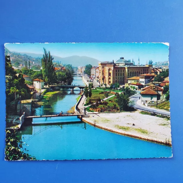 Sarajevo Postcard Chrome Divided Scalloped Edges