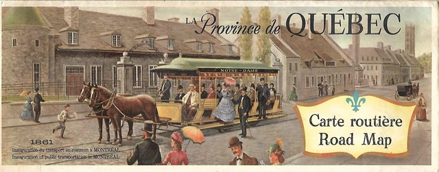 1961 QUEBEC PROVINCE Official Highway Road Map Montreal Trois-Rivières Canada