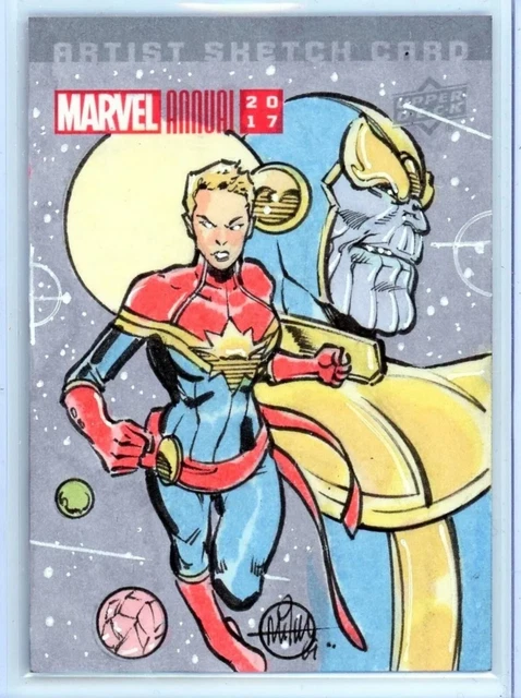 Marvel Annual Sketch by Mitch Ballard Captain Marvel Thanos AVENGERS END GAME