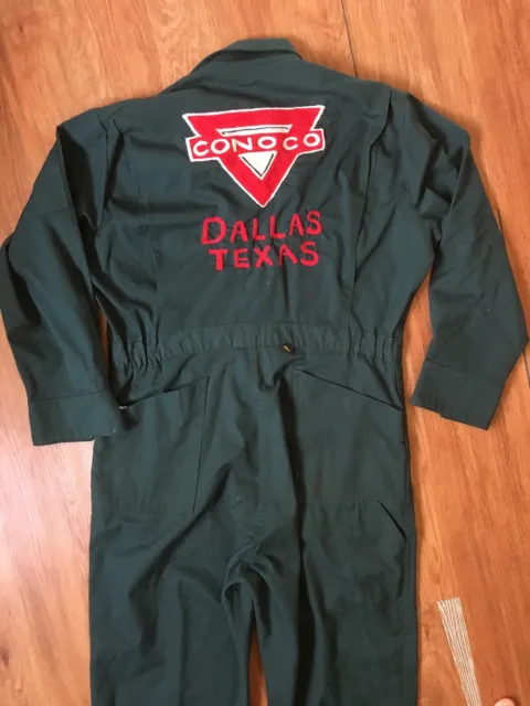 Vtg 70s Conoco Gas Station Mechanic Garage Work Coveralls Mens 42 M-L Dallas TX