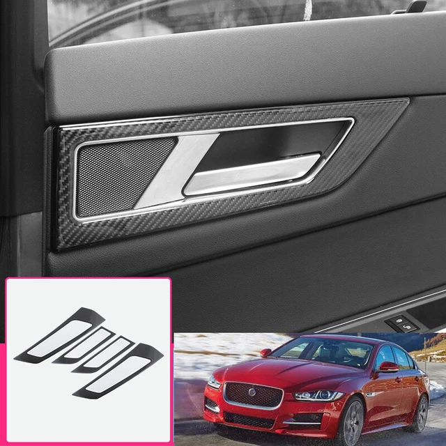 For Jaguar XE 2016-2019 Real Carbon Fiber Inner Door Handle Lock Frame Trim 4PCS