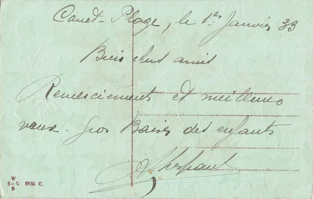 CPA DOS VERT Fantaisie Illustree Carte De Voeu Bonne Annee Theme Fleurs